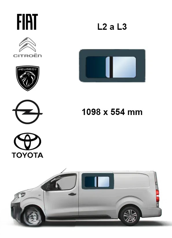 Bo�n� predn� �av� posuvn� okno L2, L3 | Citroen Jumpy / Peugeot Expert / Fiat Scudo / Opel Vivaro / Toyota Proace