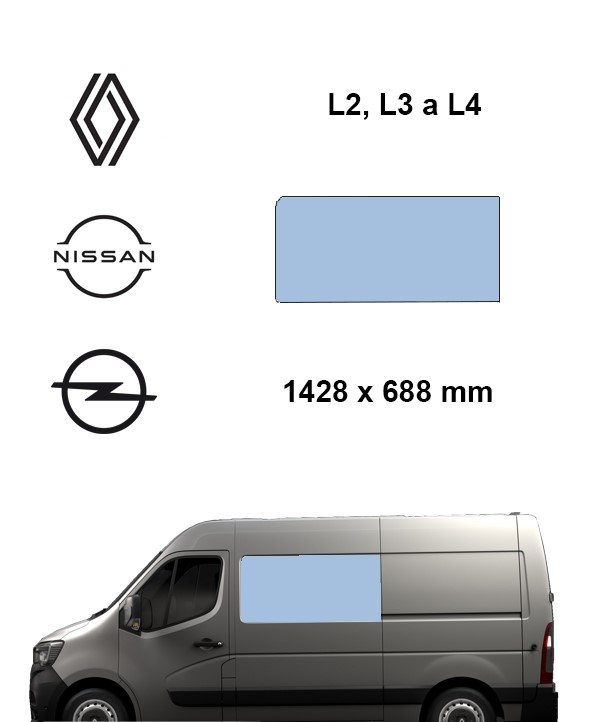 Bo�n� �av� pevn� okno L2, L3 a L4 | Renault Master / Nissan Interstar / Opel Movano