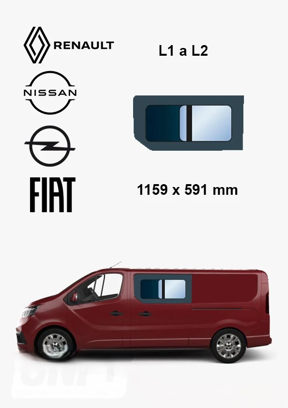 Bo�n� �av� posuvn� okno L1 a L2 | Renault Trafic X82, Opel Vivaro B, Fiat Talento