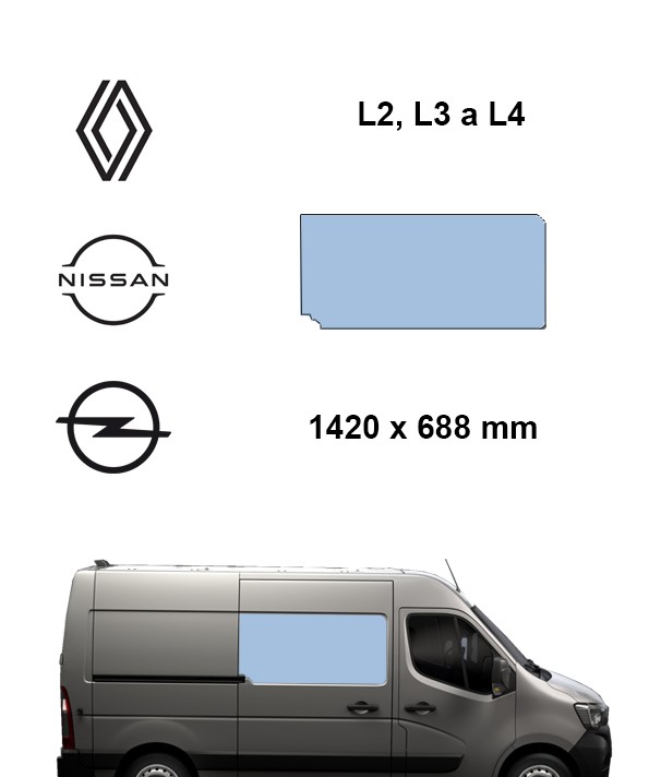 Bo�n� prav� pevn� okno L2, L3 a L4 | Renault Master / Nissan Interstar / Opel Movano
