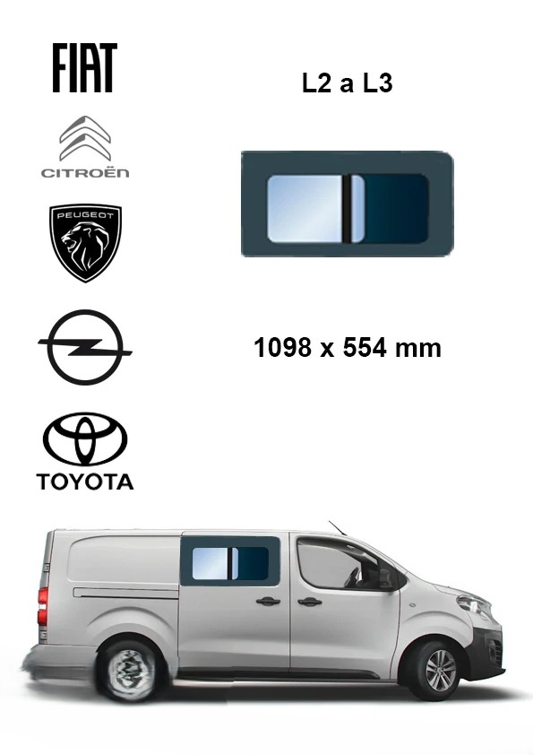 Bo�n� predn� prav� posuvn� okno L2, L3 | Citroen Jumpy / Peugeot Expert / Fiat Scudo / Opel Vivaro / Toyota Proace