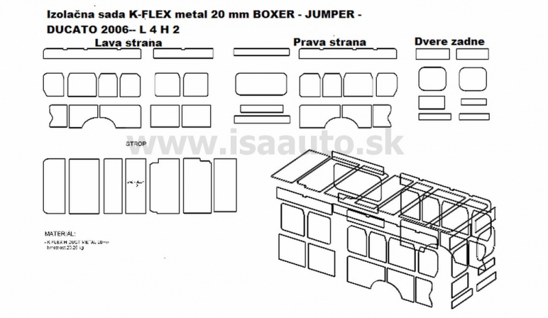 Izolan sada nkladovho priestoru BOXER - JUMPER - DUCATO 2006--    20 mm    L 4 H 2