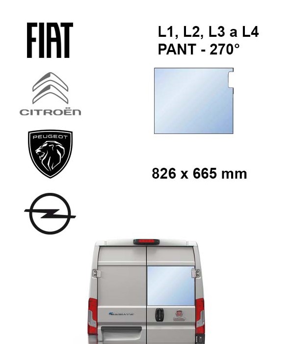 Prav� pevn� okno kr�dlov�ch dver� - Citroen Jumper / Peugeot Boxer / Fiat Ducato / Opel Movano (L1H1-L4H3) | 270�